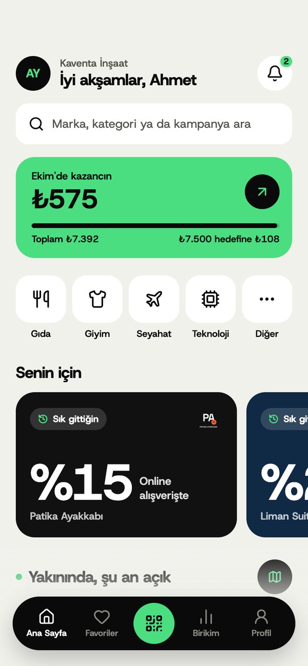 NextAnge uygulamasının ana sayfası