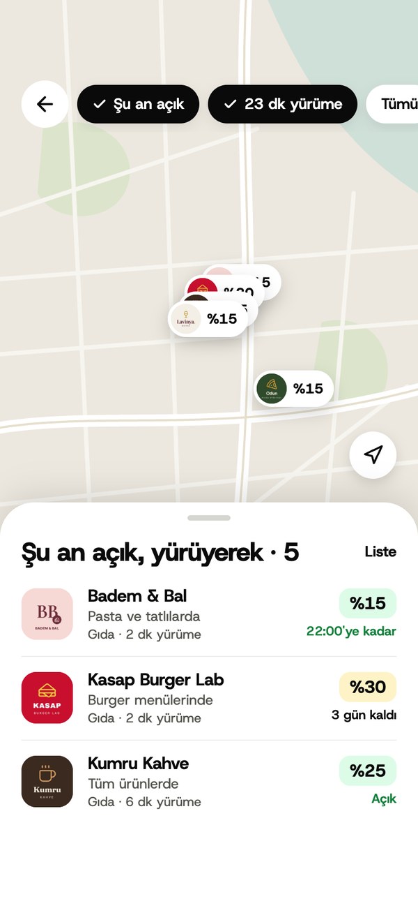 Yakınındaki iş ortaklarını gösteren harita
