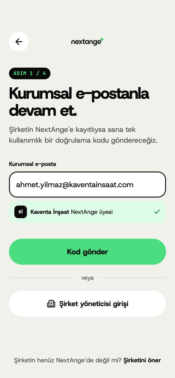 Kurumsal e-postayla giriş ekranı